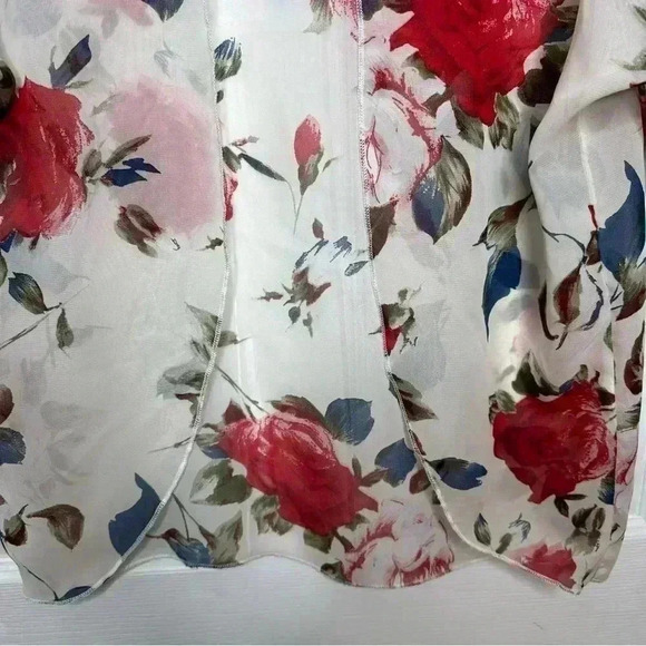Kimono Sheer Floral  White / Red / Blue Size - Picture 5 of 16